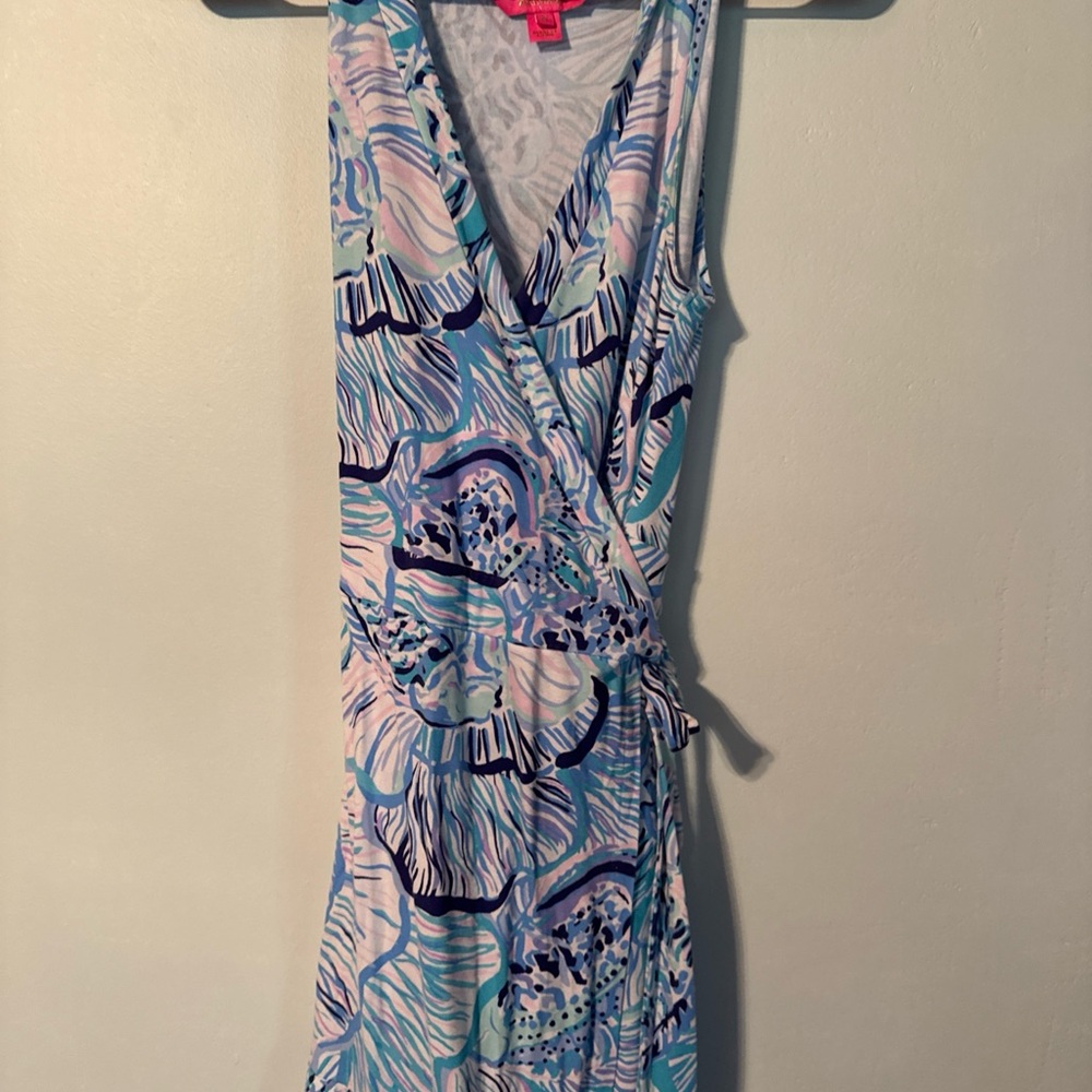 Blue and White Patterned Wrap Romper Lilly Pulitzer size Medium
